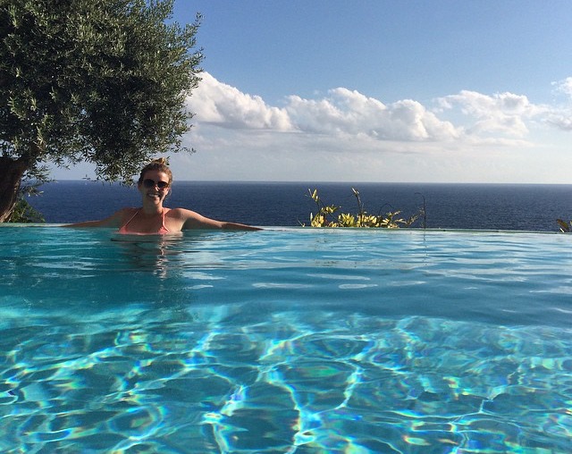 lounging in the infinity pool at the hotel martin canto